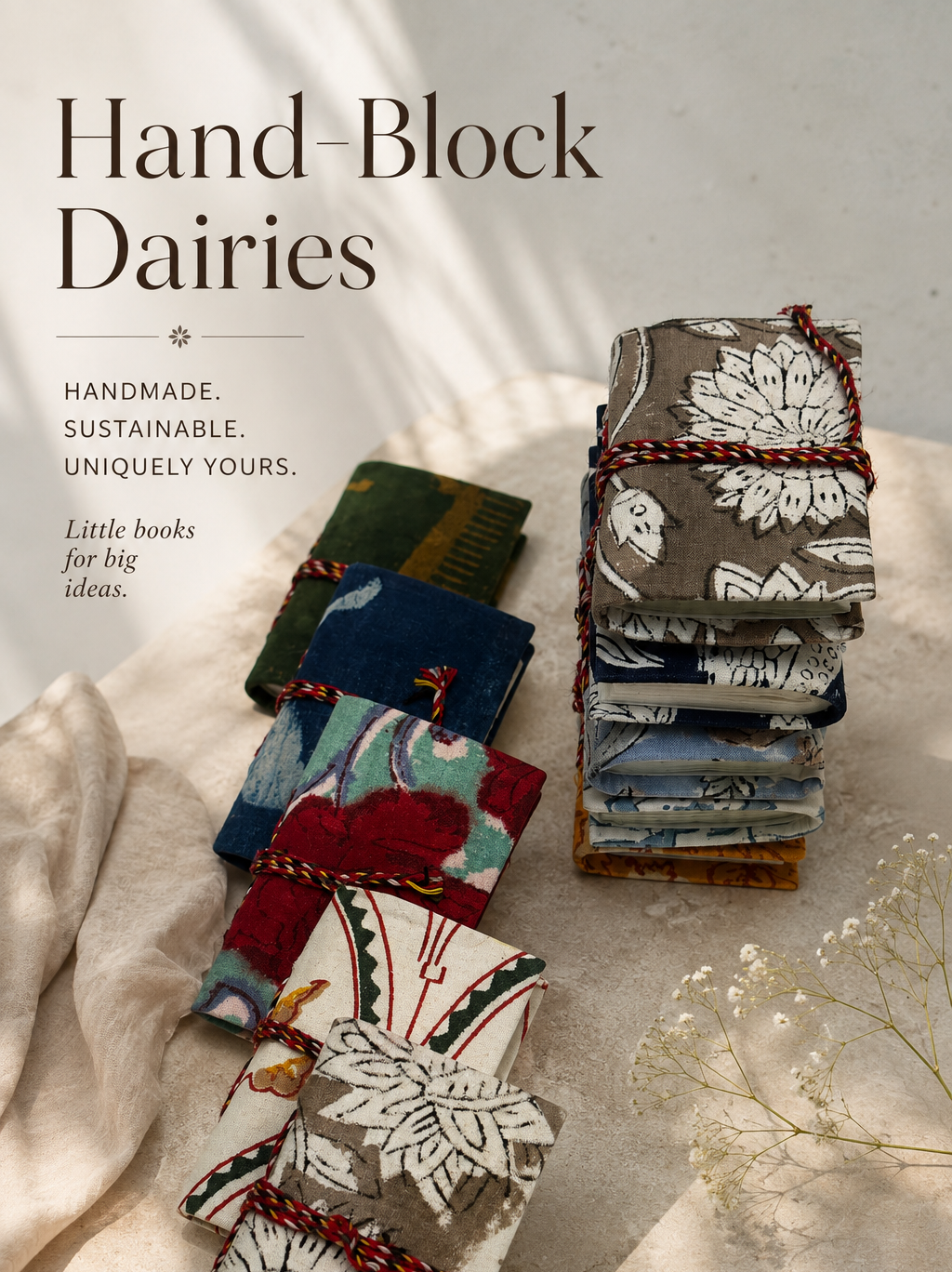 Hand-Block Diary Set of 3