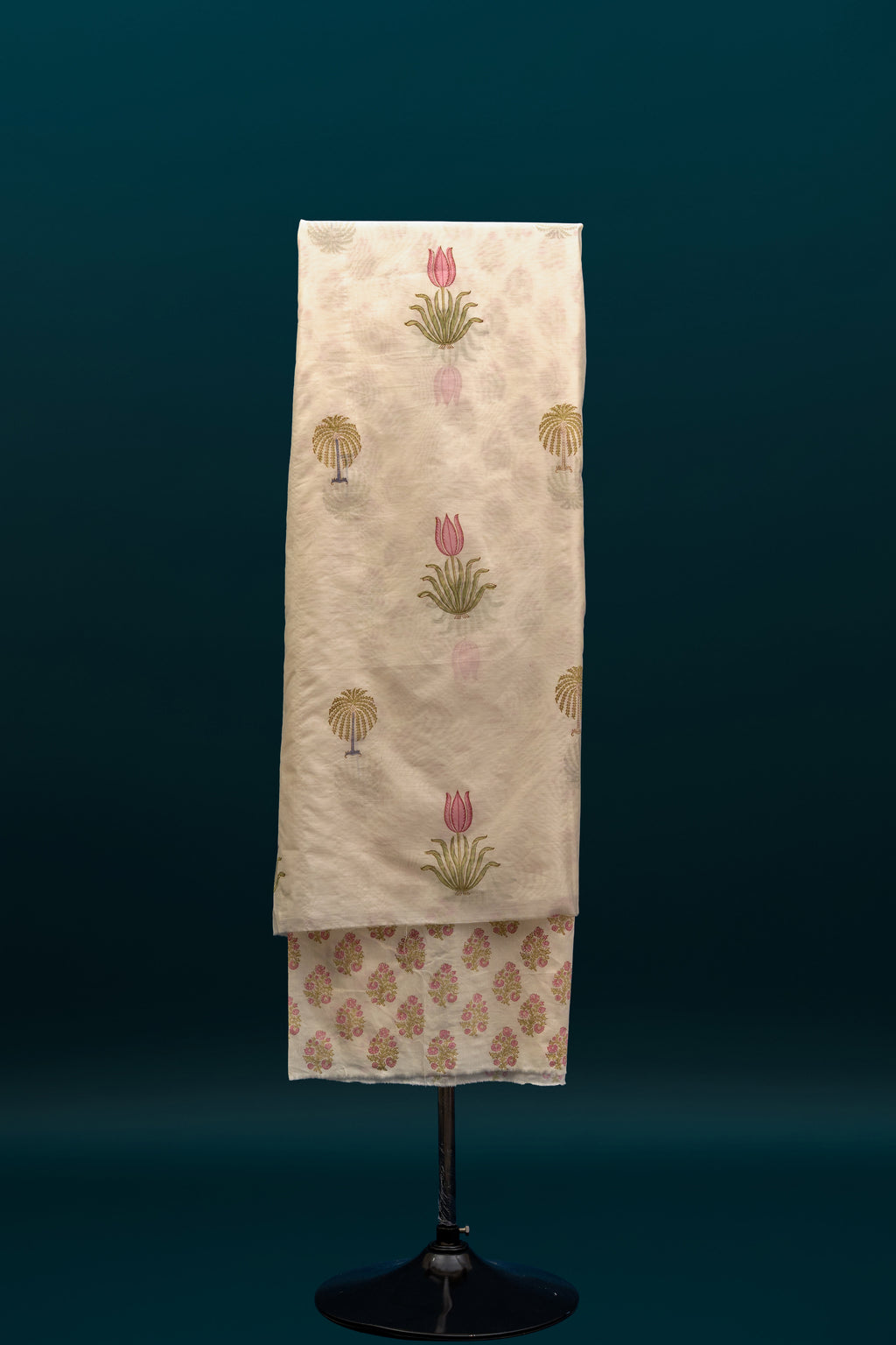 IVORY NOOR - Chanderi & Handblock Suit Set