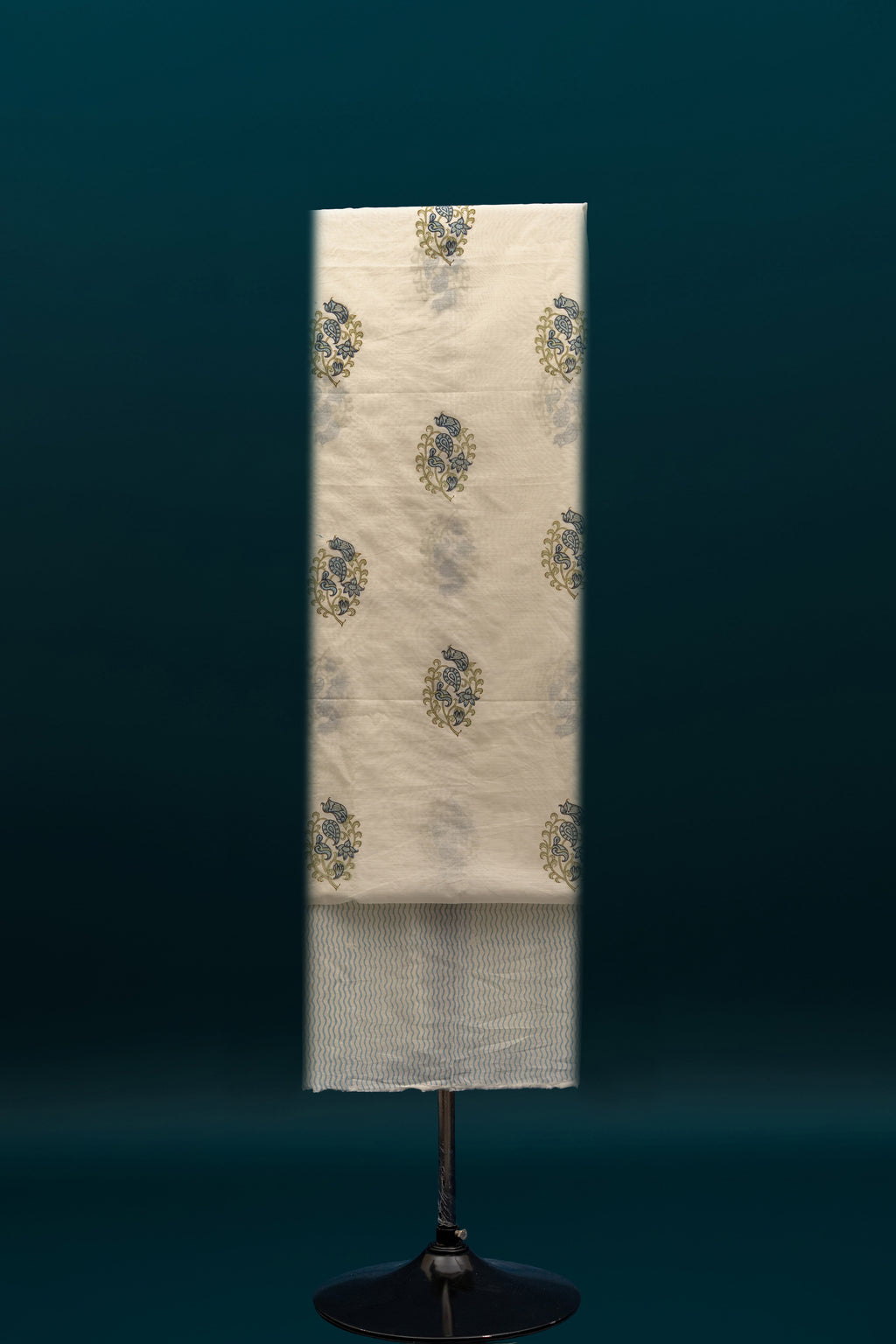 IVORY AURA – Chanderi & Handblock Suit Set