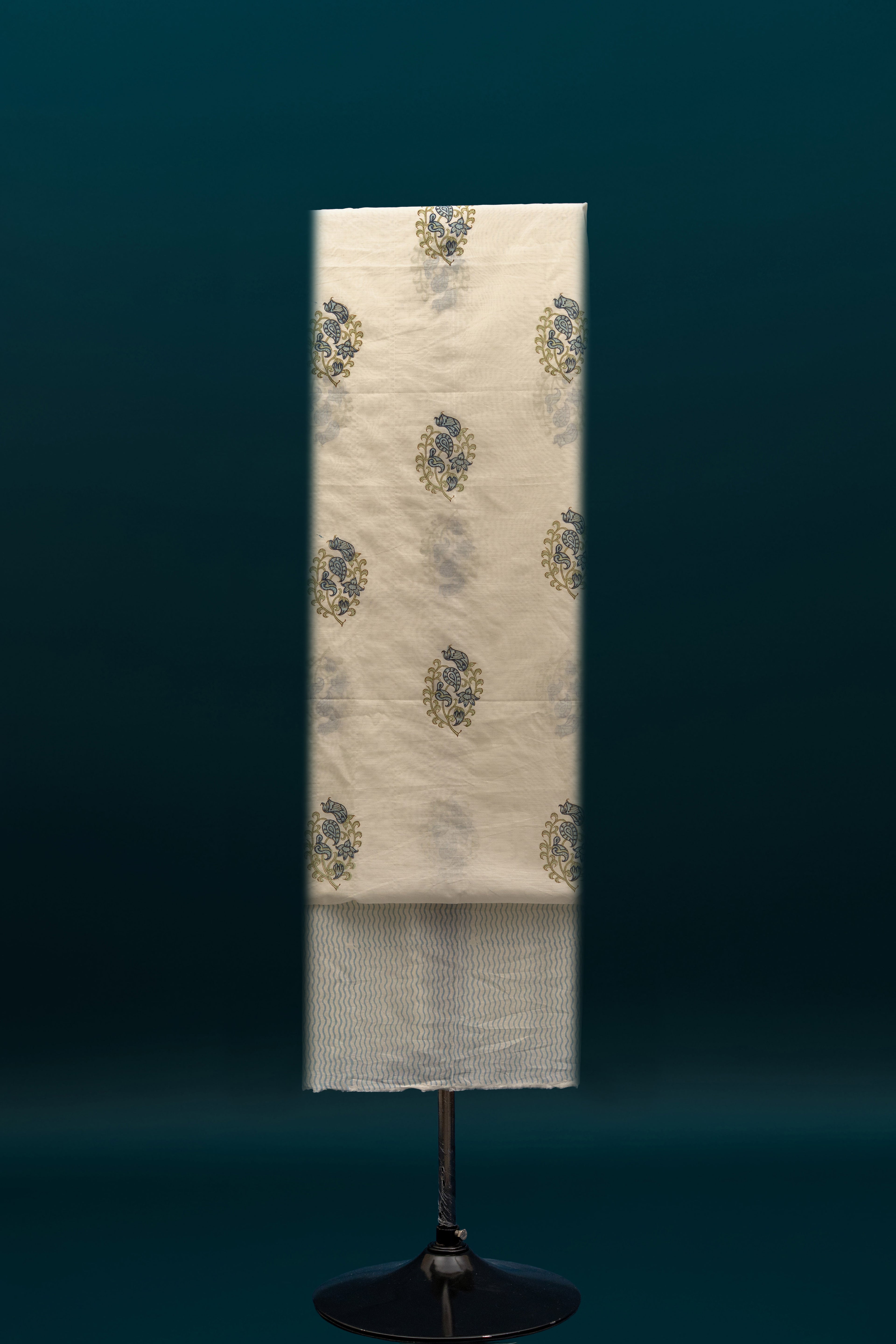 IVORY AURA – Chanderi & Handblock Suit Set