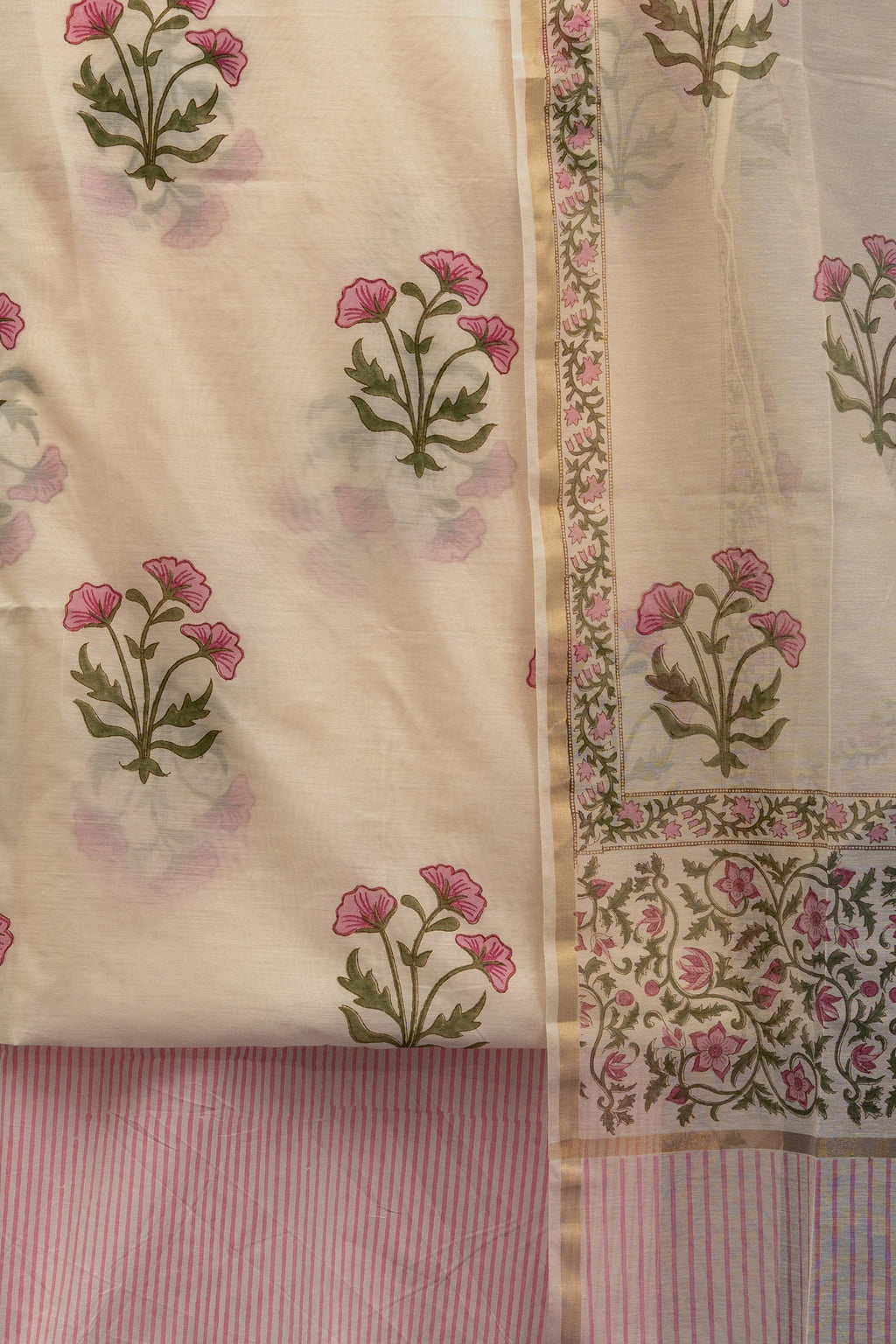 NAAZNEEN WEAVES– Chanderi & Handblock Suit Set