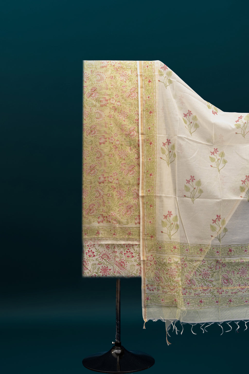 SUBAH NOOR – Chanderi & Handblock Suit Set