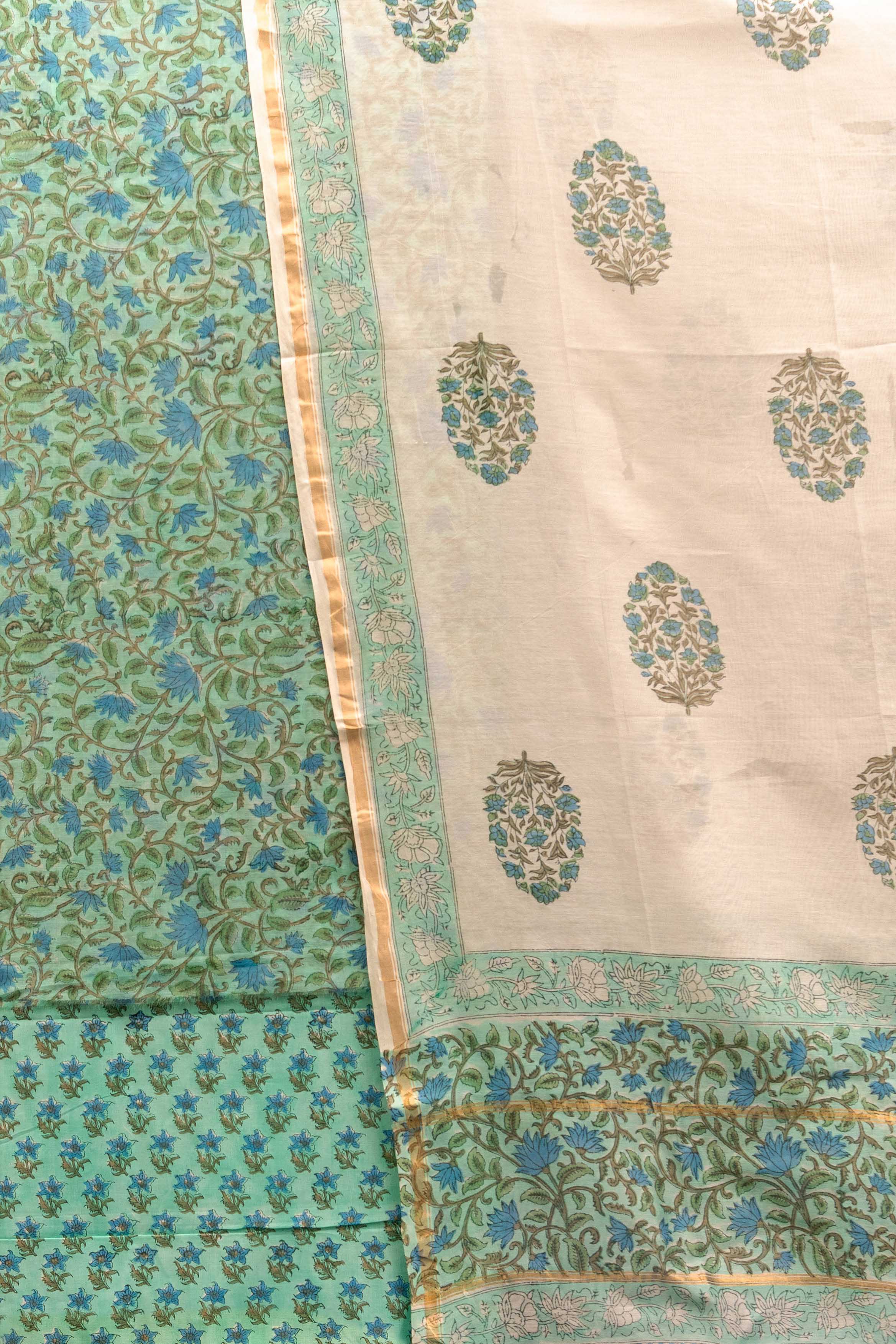 CHANDERI  CHARISMA – Chanderi & Handblock Suit Set