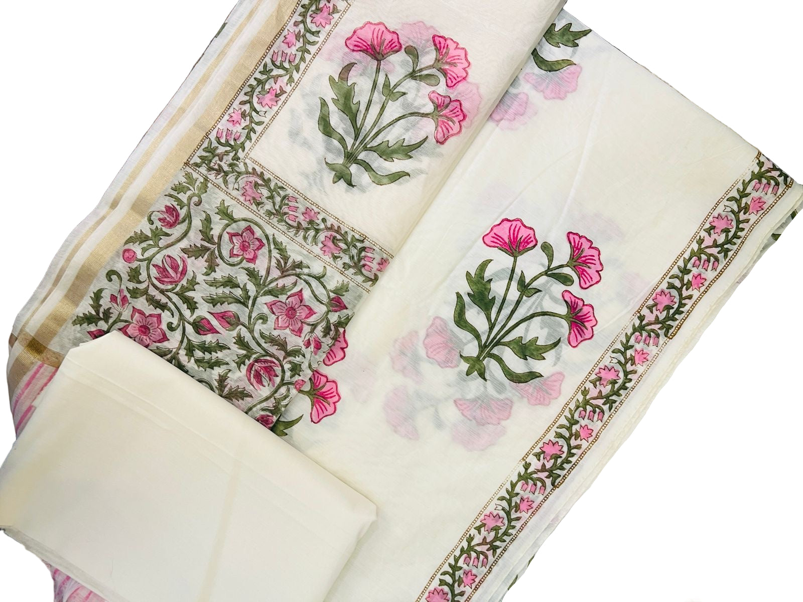 NAAZNEEN WEAVES– Chanderi & Handblock Suit Set