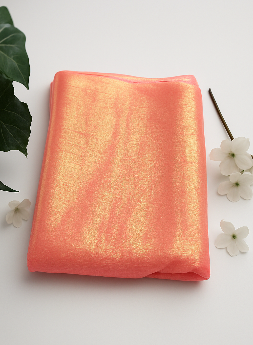 Peach Metallic Organza