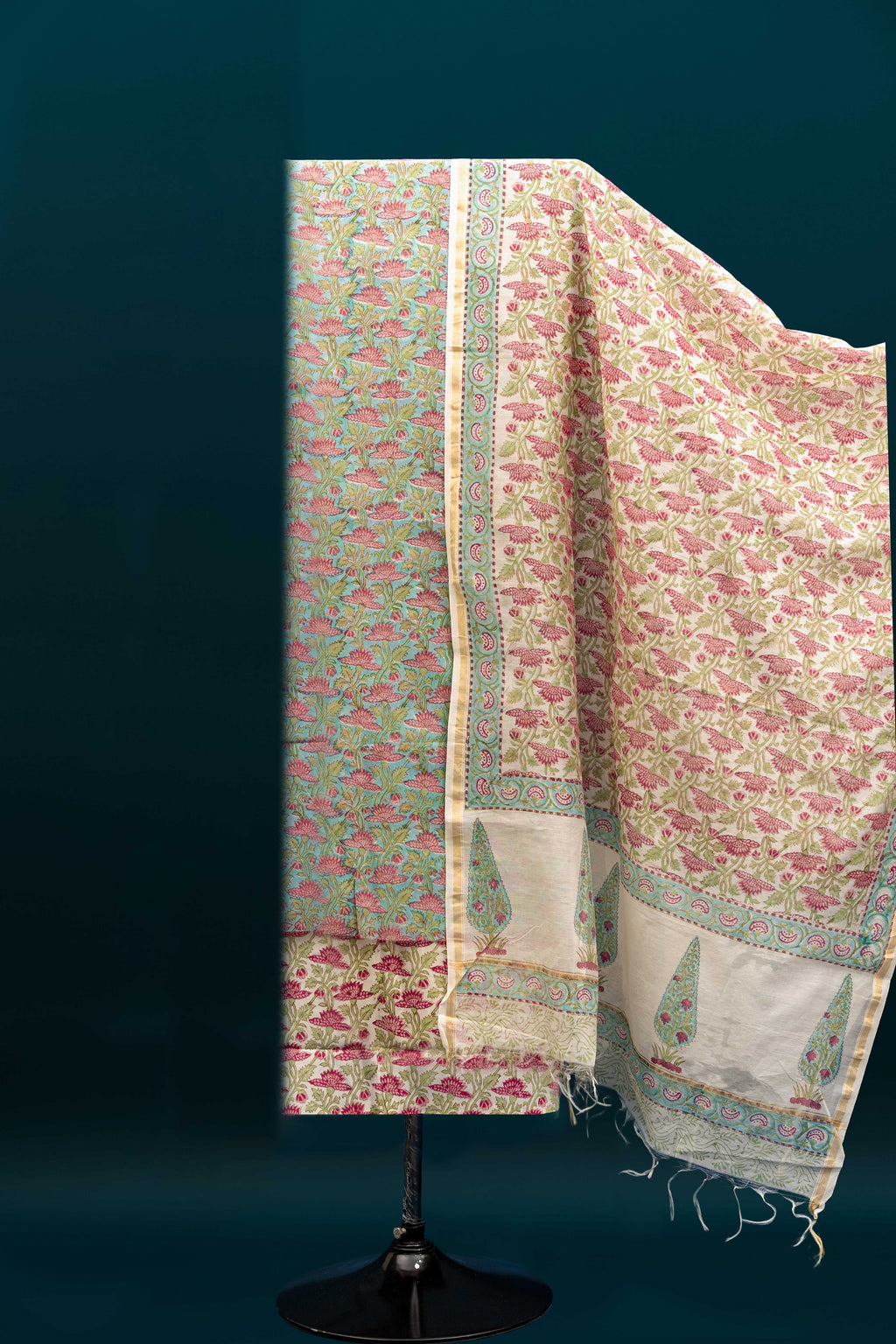 NOORANIYAT – CHANDERI & HANDBLOCK SUIT SET