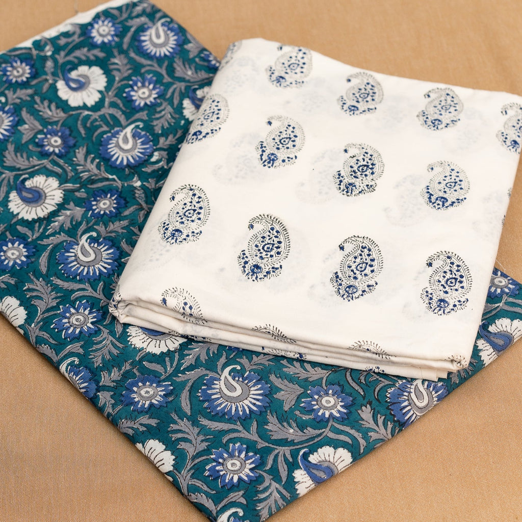 𝗣𝗘𝗔𝗥𝗟 𝗣𝗘𝗧𝗔𝗟 – Unstitched Cotton 60×60 Suit Set with Kota Doria Dupatta (3 Piece Fabric)