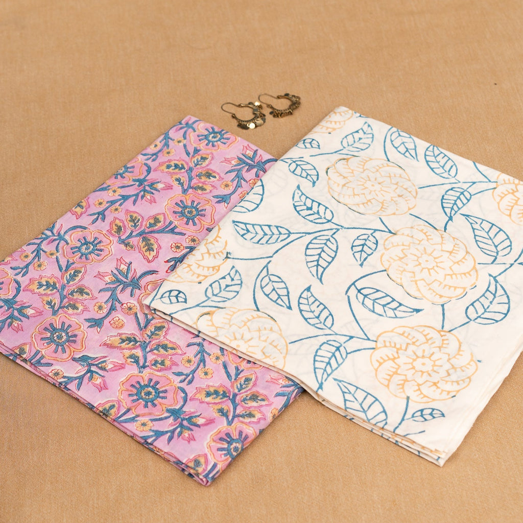 𝗜𝗦𝗛𝗤-𝗘-𝗡𝗢𝗢𝗥 - Unstitched Cotton 60×60 Suit Set with Kota Doria Dupatta (3 Piece Fabric)