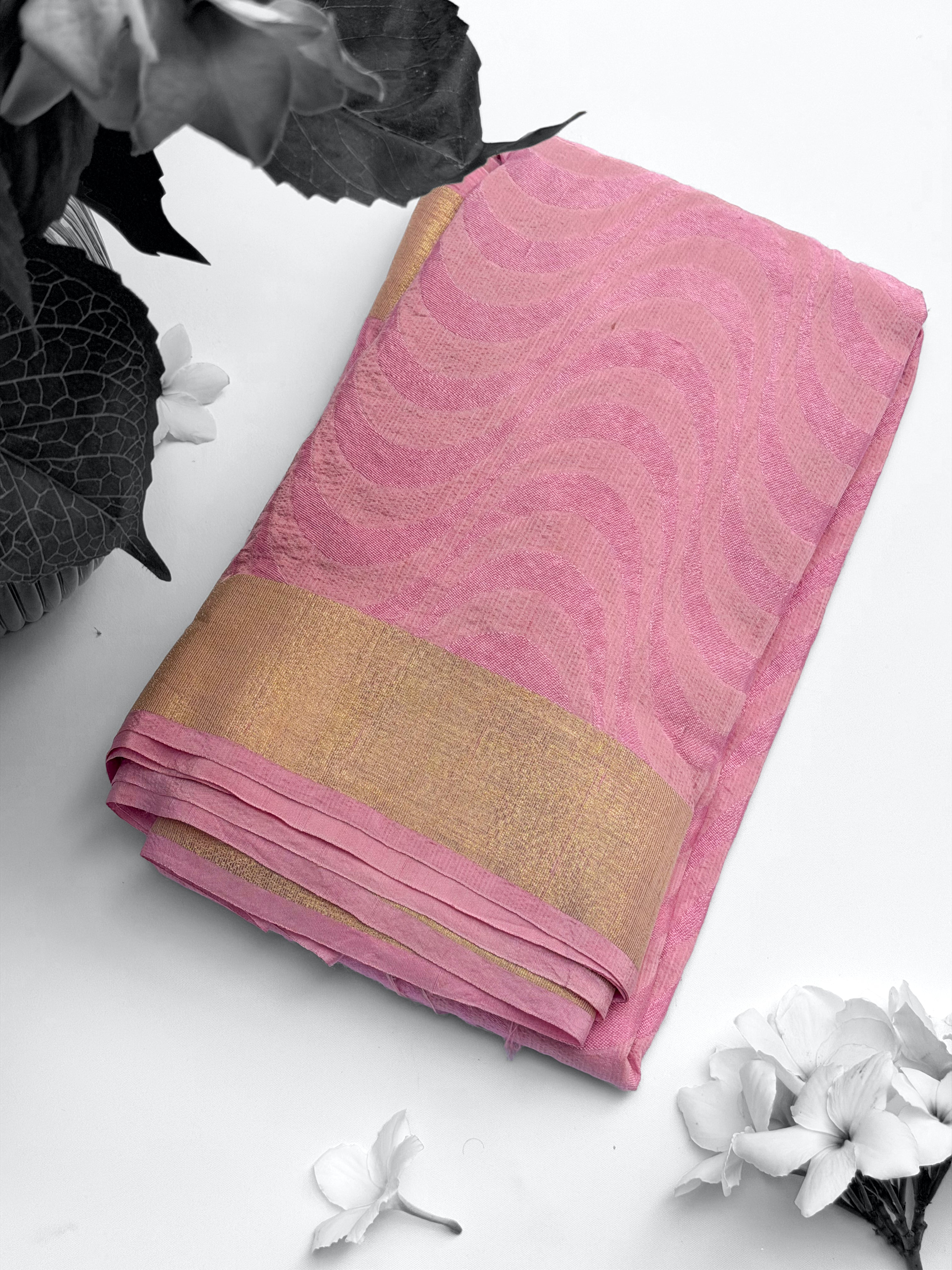 Pink Wave Jacquard with Gold Border