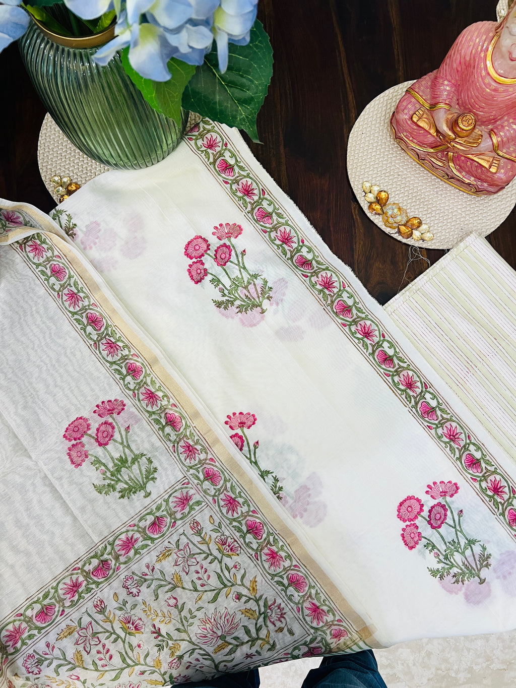 AABRO – Chanderi & Handblock Suit Set