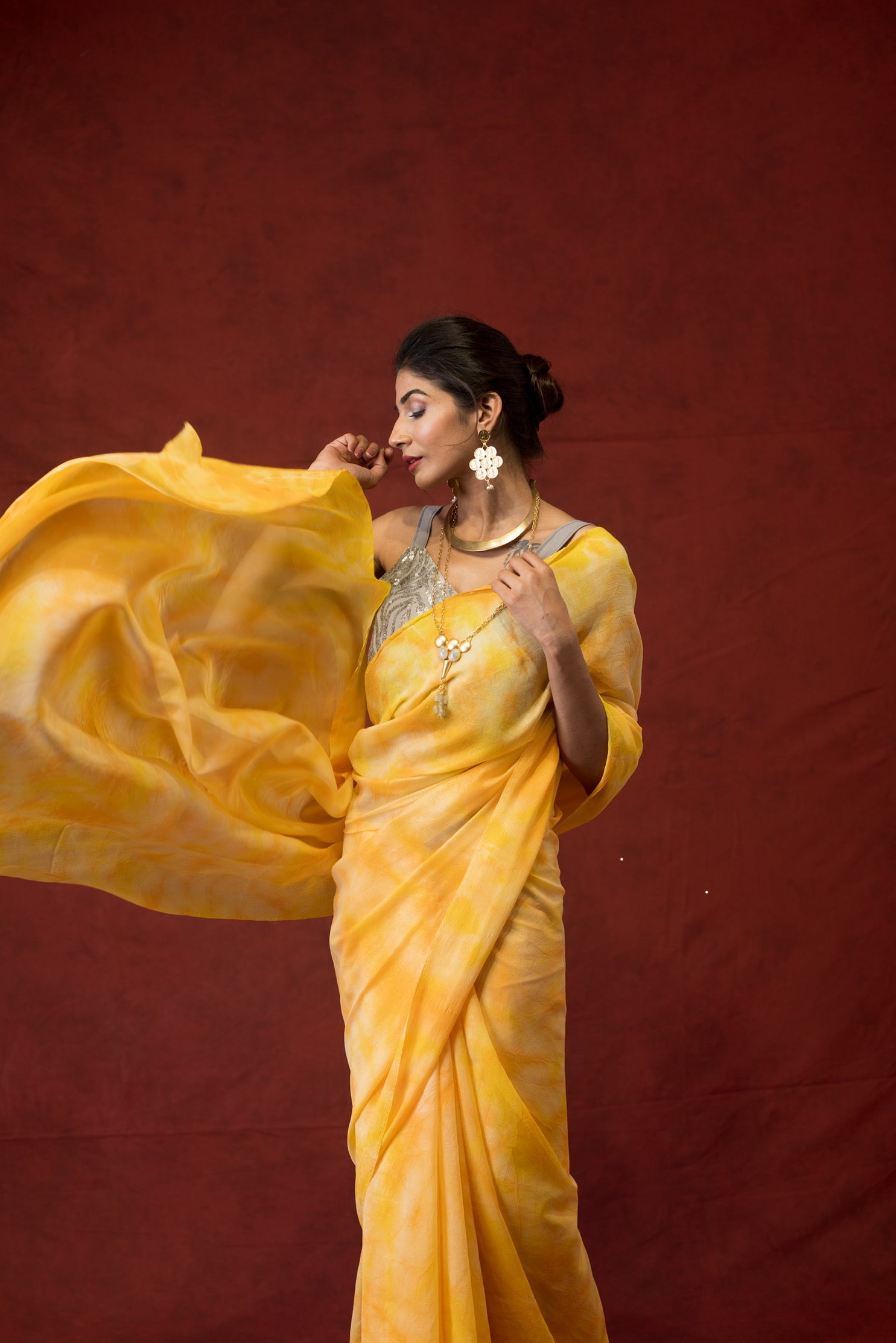 Yellow Tie and Dye Saare