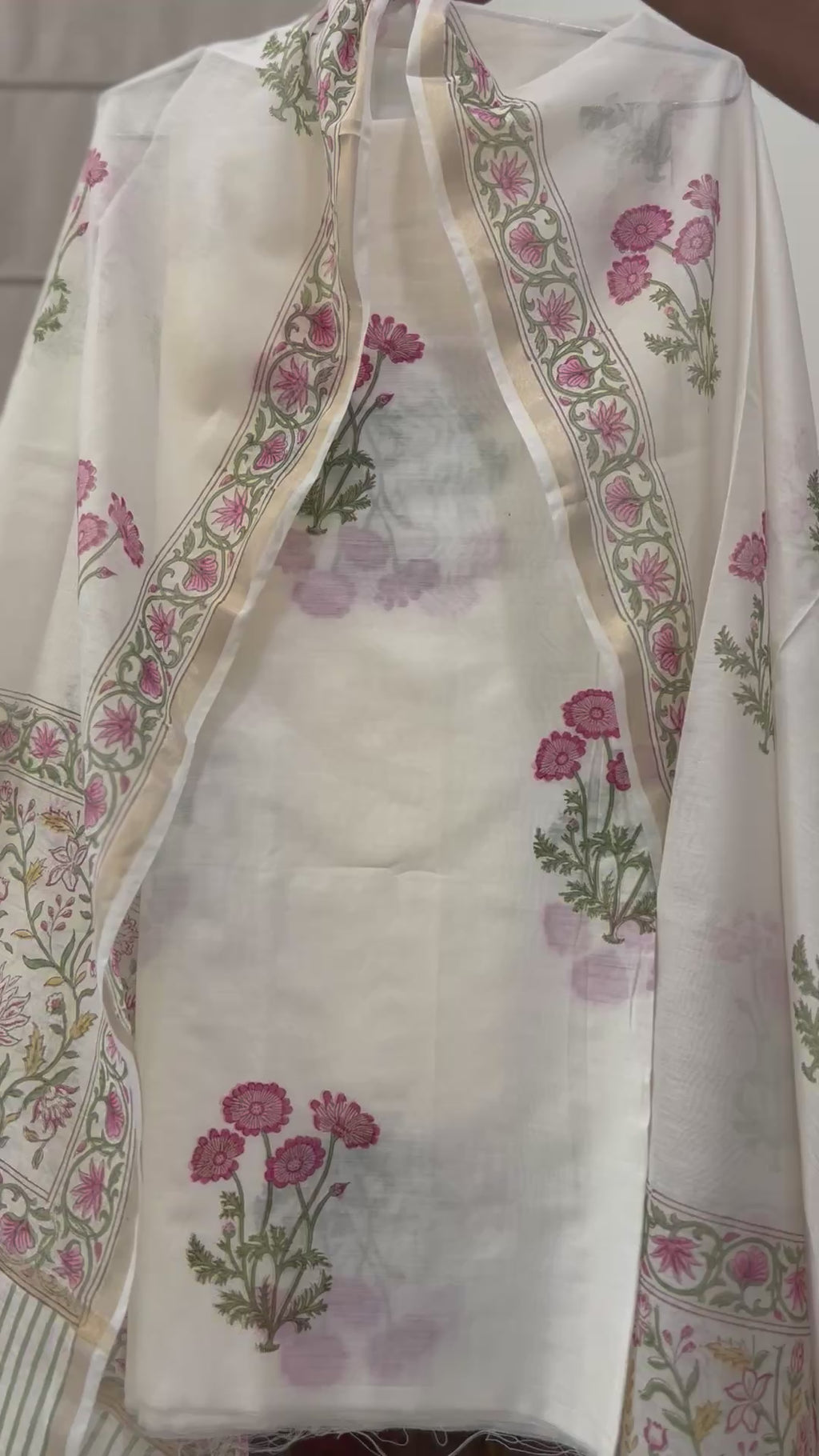 AABRO – Chanderi & Handblock Suit Set