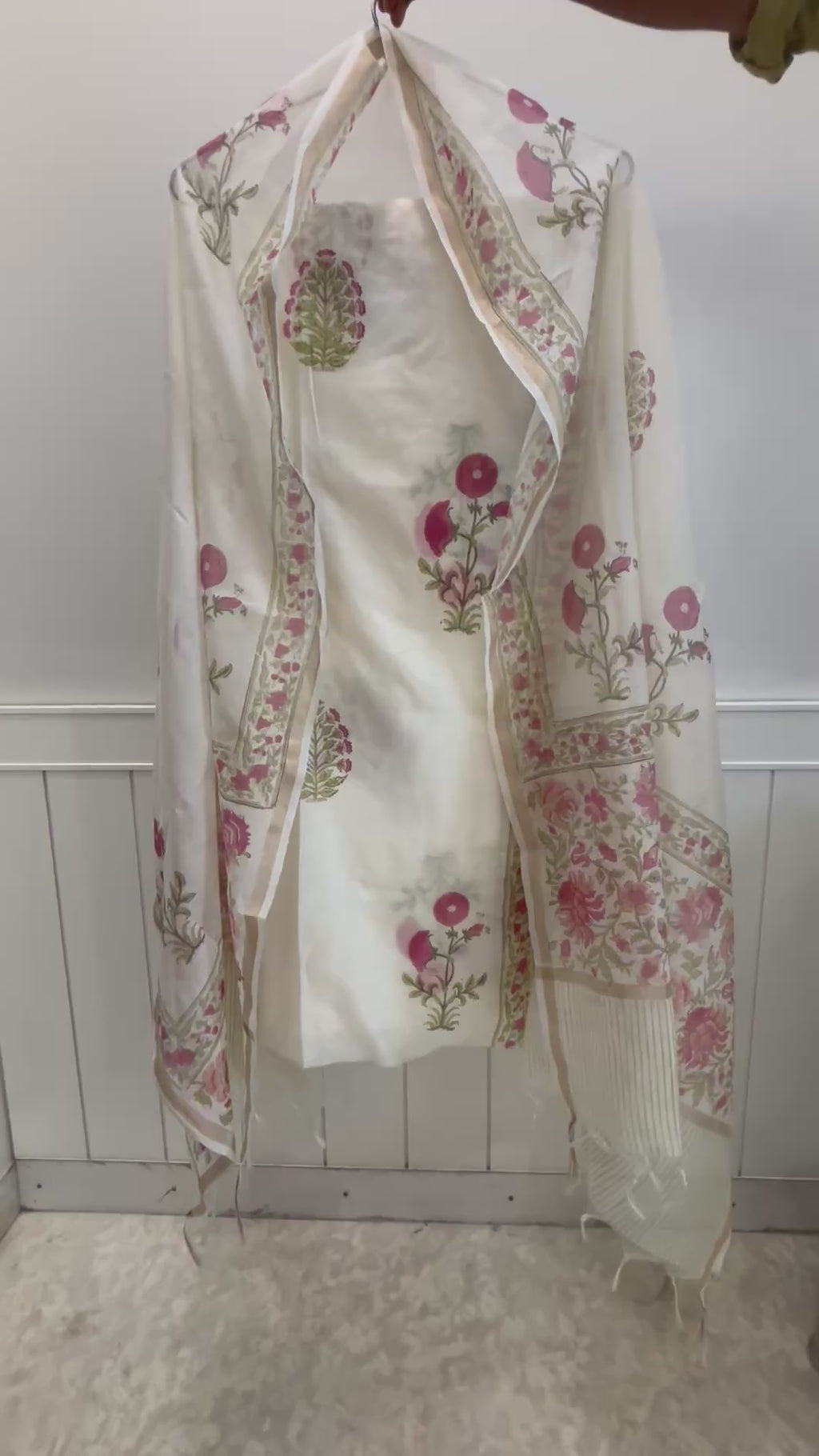 ETERNAL IVORY – Chanderi & Handblock Suit Set