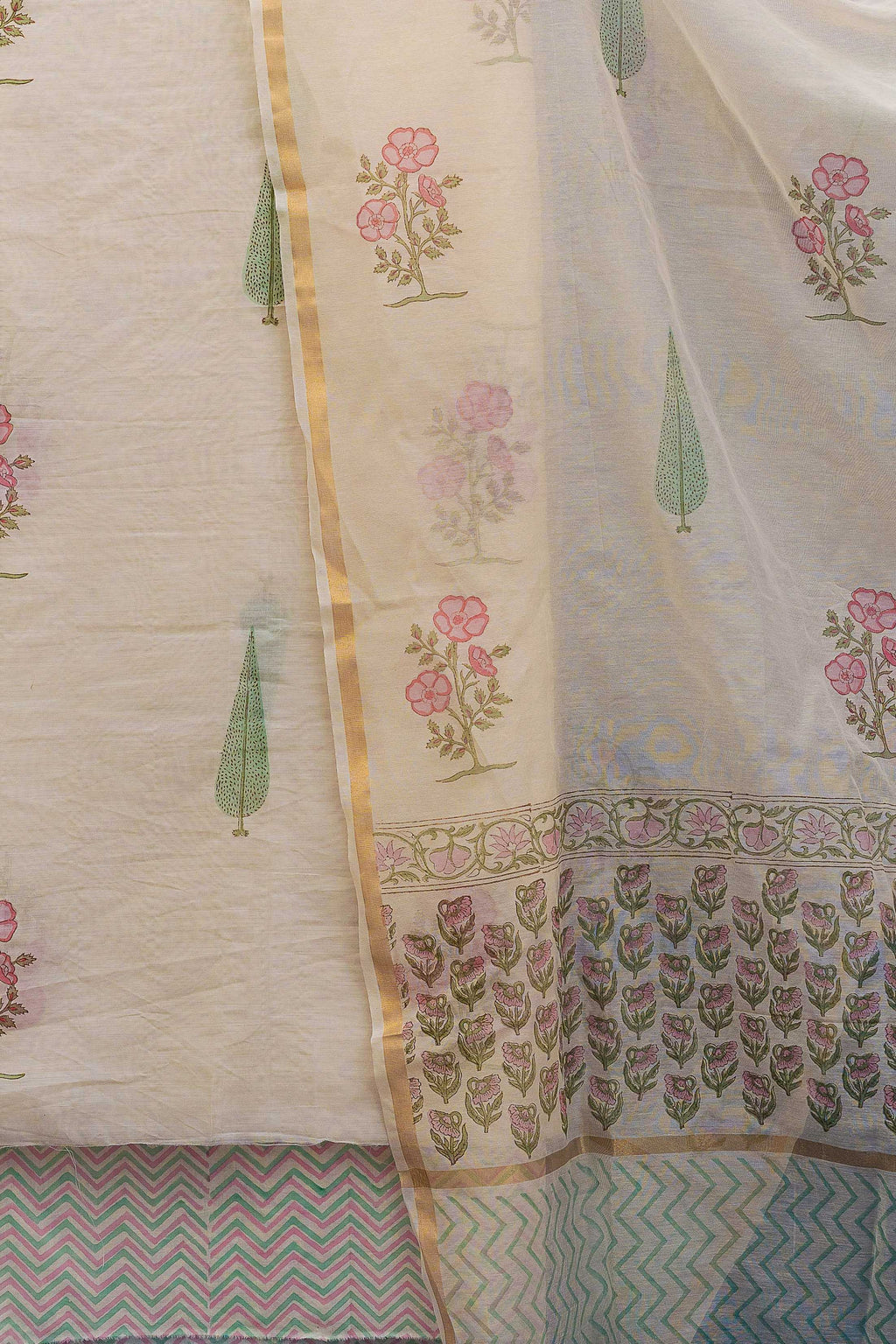 SUROOR – Chanderi & Handblock Suit Set